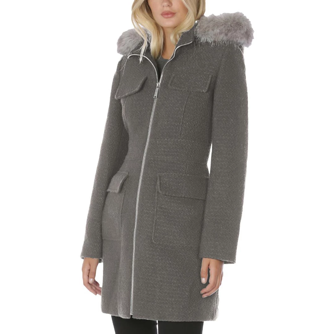 Budget 😀 Laundry by Shelli Segal 👩 Womens Faux Fur Trim Long Long 🧥 Coat ✨ 5 Budget 😀 Laundry by Shelli Segal 👩 Womens Faux Fur Trim Long Long 🧥 Coat ✨ - Image 3