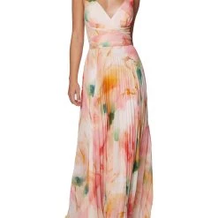 Buy โค๏ธ Laundry by Shelli Segal ๐ฉ Womens Chiffon Pleated Evening ๐ Dress ๐ฅฐ