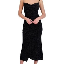 Discount 😀 Laundry by Shelli Segal 👩 Womens Ruched Metallic Cocktail and Party 👗 Dress ✔️