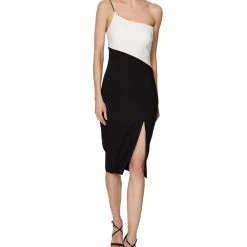 Cheap 🧨 Laundry by Shelli Segal 👩 Womens Colorblock One Shoulder Bodycon 👗 Dress 💯