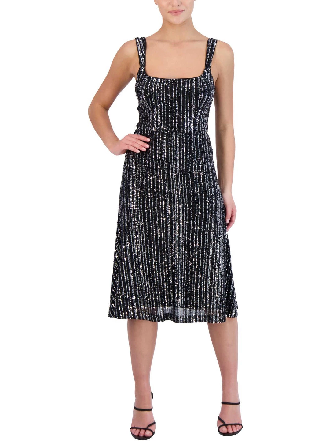 Hot Sale ✔️ Laundry by Shelli Segal 👩 Womens Sequined Knee-Length Midi 👗 Dress 🔥 3 Hot Sale ✔️ Laundry by Shelli Segal 👩 Womens Sequined Knee-Length Midi 👗 Dress 🔥