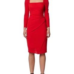 Budget 🌟 Laundry by Shelli Segal 👩 Womens Faux Wrap Midi Cocktail and Party 👗 Dress ⌛