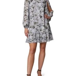 Coupon 😍 Laundry by Shelli Segal 👩 Womens Floral Open Sleeve Mini 👗 Dress 💯