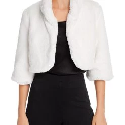 Coupon 🥰 Laundry by Shelli Segal 👩 Womens Faux Fur 👗 Dressy Bolero 😀
