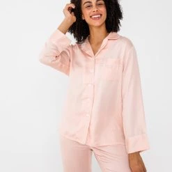 Cheap 🔥 Ettitude 👩 women Sateen Long Sleeve PJ 👚 Shirt 🌟