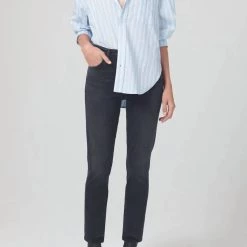 Best Sale ๐ Citizens Of Humanity ๐ฉ women Charlotte High Rise Straight Jean in Black Ink โจ