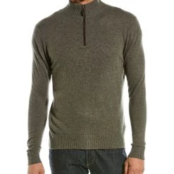 Discount 🤩 men Qi Cashmere 1/4-Zip Mock Sweater 😍