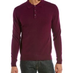 Budget 🤩 men Qi Cashmere Polo Sweater 🤩