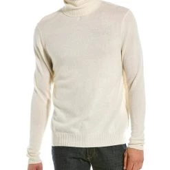 Deals 🌟 men Qi Cashmere Dropped-Shoulder Cashmere Turtleneck Sweater 🎁