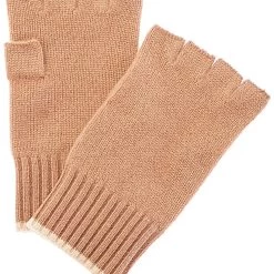 Best Sale 🛒 men Qi Cashmere Contrast Cashmere Fingerless Gloves ⭐